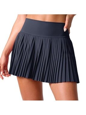 Santiny Pleated High-Waist Tennis Active Skort - Navy Blue Medium